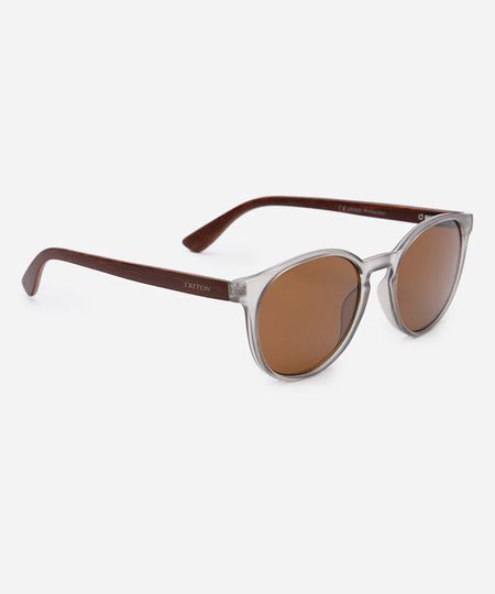 óculos de sol redondo triton marrom UNICO