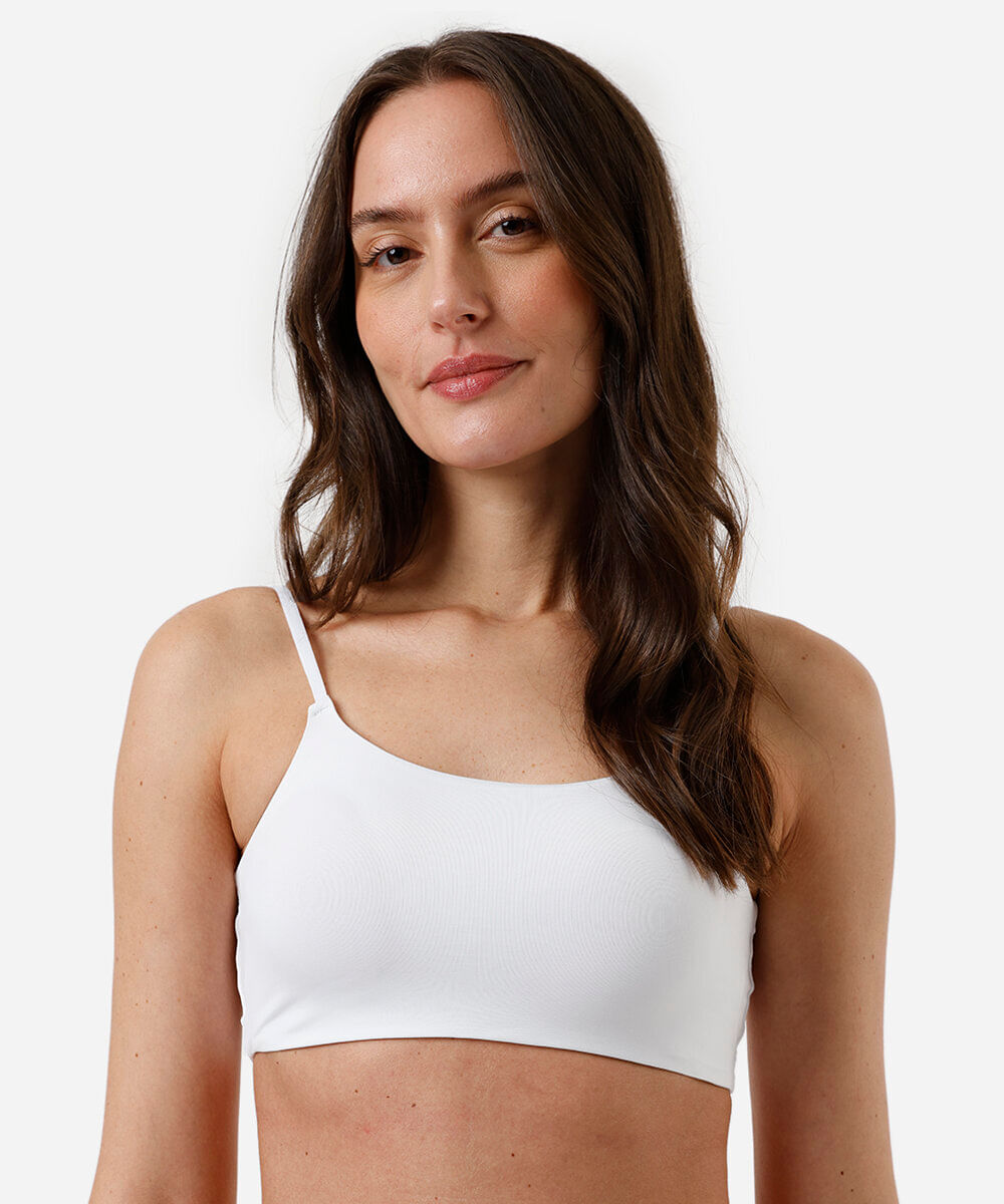sutiã faixa feminino com bojo removível off white