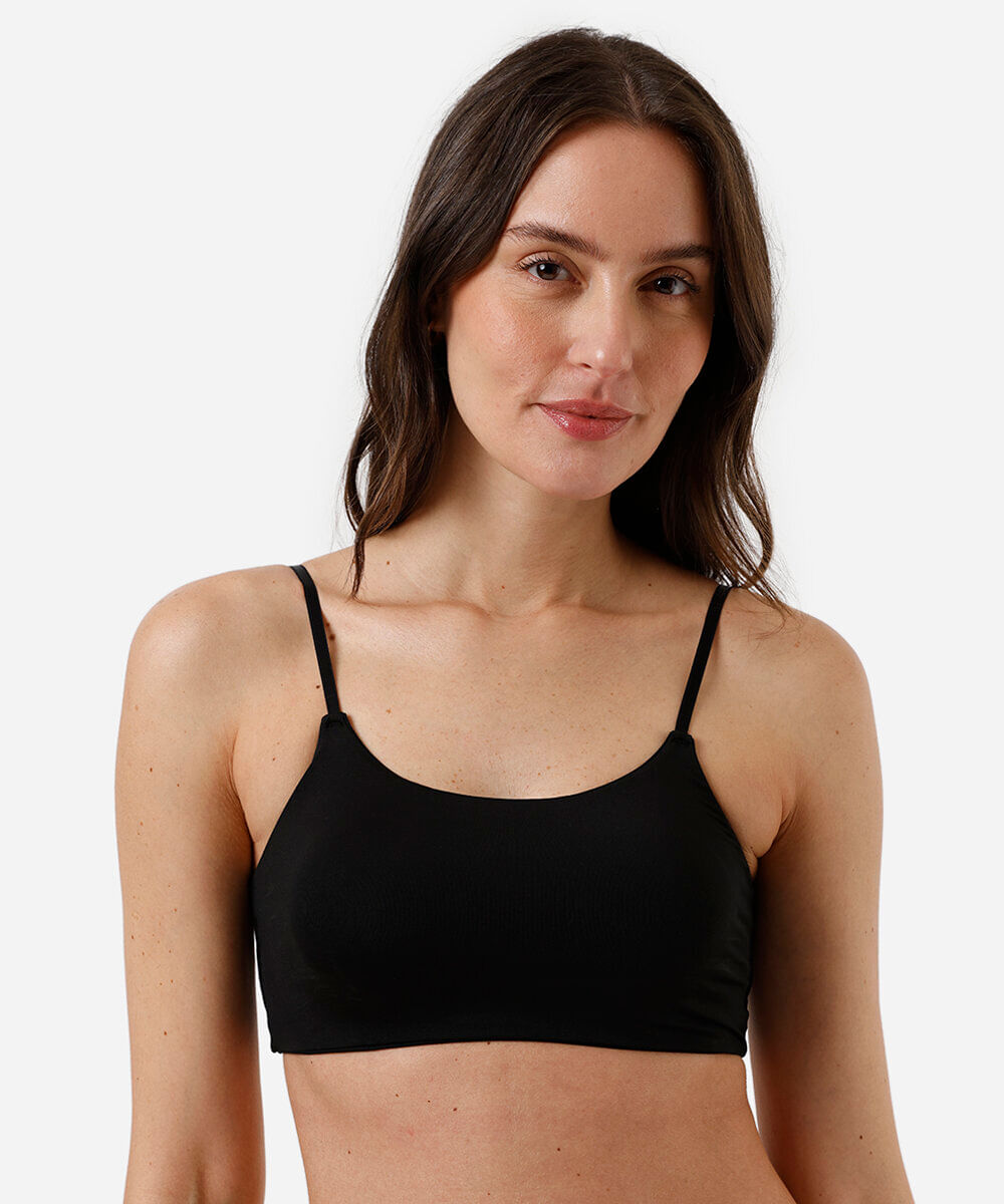 sutiã faixa feminino com bojo removível preto