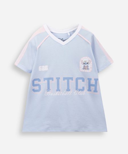 camiseta oversized infantil de algodão stitch azul 12 camiseta oversized infantil de algodão stitch azul 12