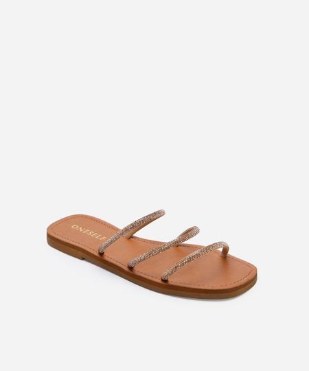 rasteirinha bico quadrado com brilhos oneself marrom 38 rasteirinha bico quadrado com brilhos oneself marrom 38