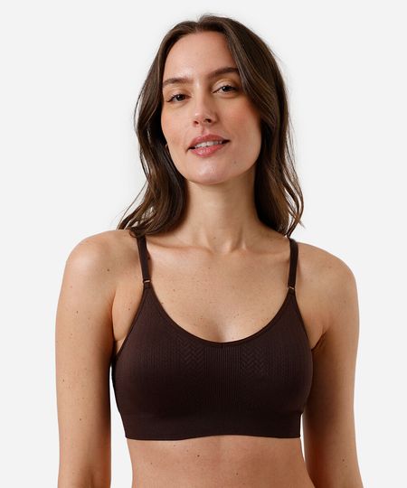 sutiã texturizado com bojo removível e sem costura delrio marrom M