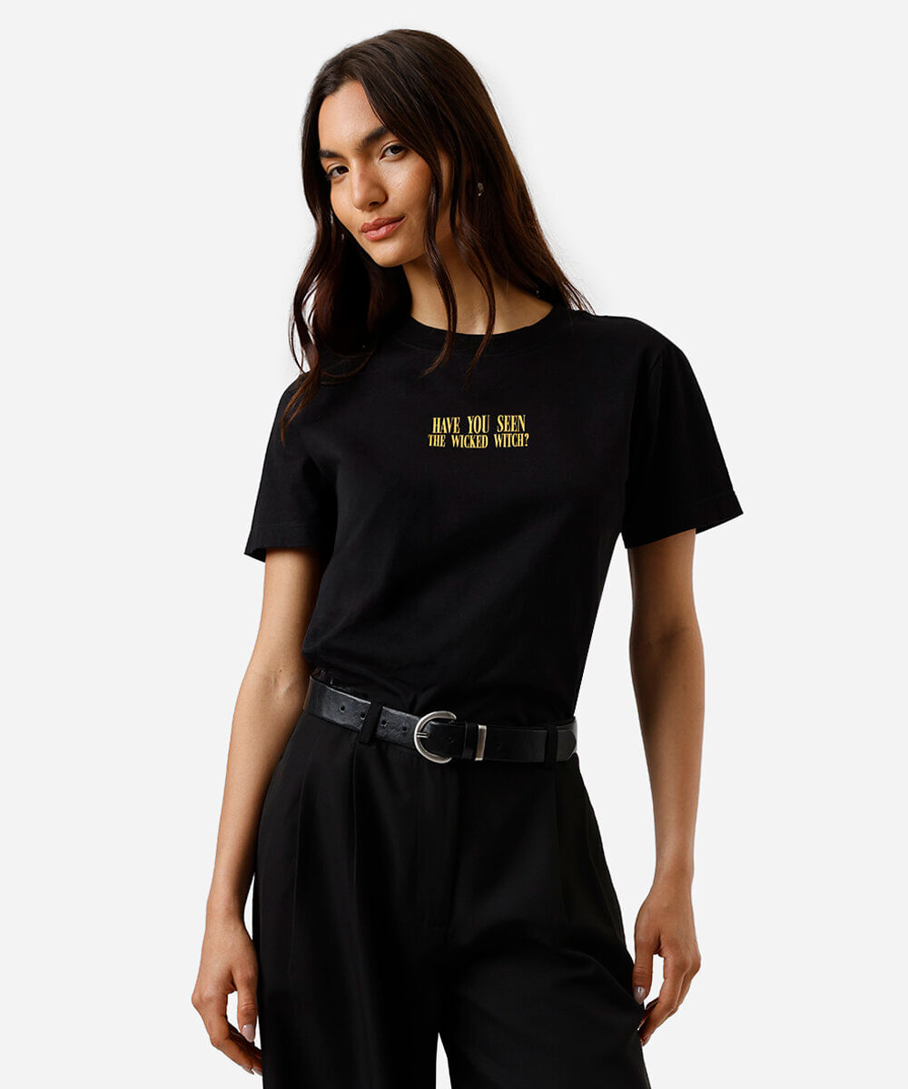 camiseta feminina elphaba wicked preta