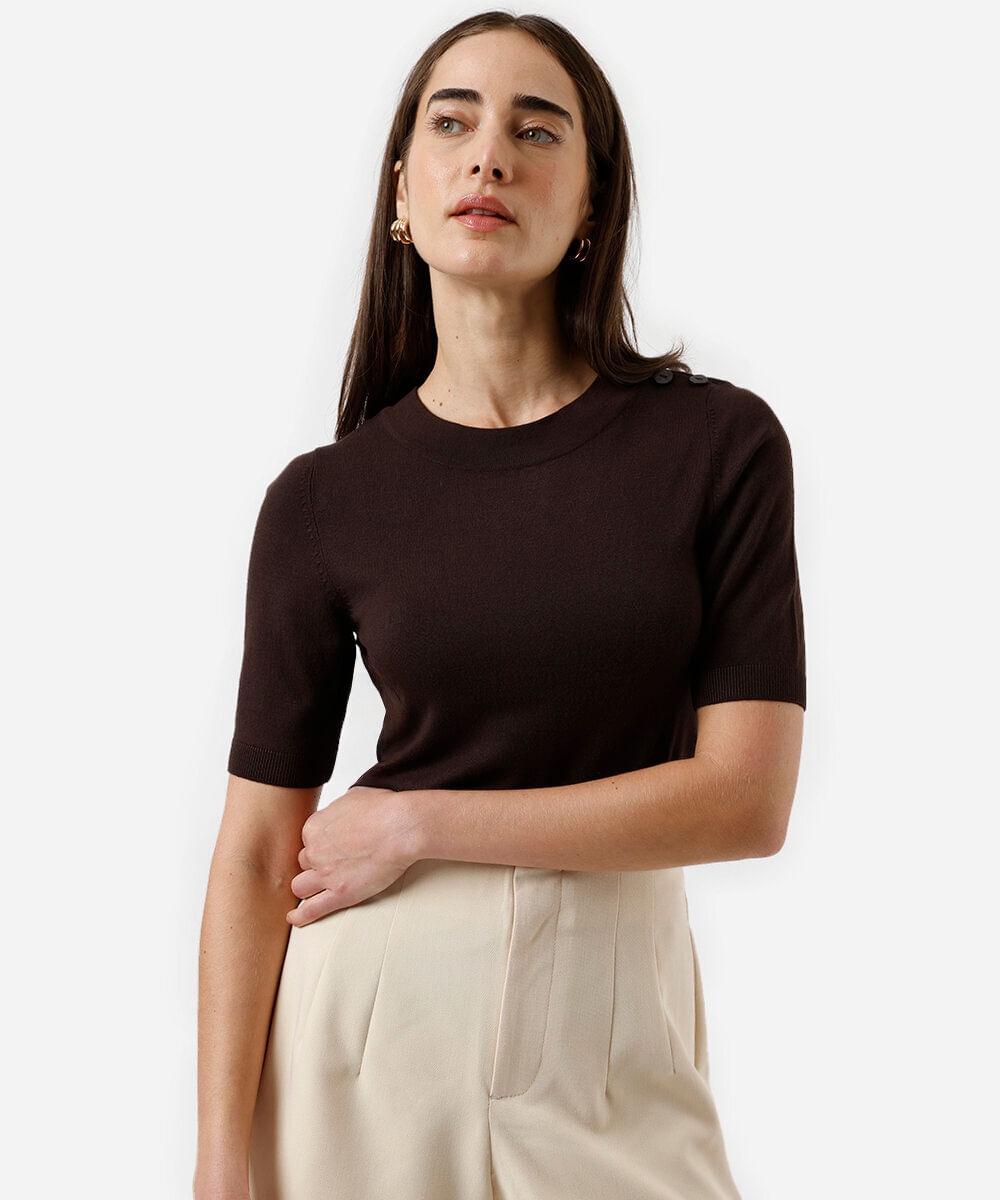 blusa feminina de tricot marrom