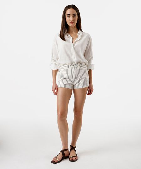 short mom feminino de sarja listrado marrom 48 short mom feminino de sarja listrado marrom 48