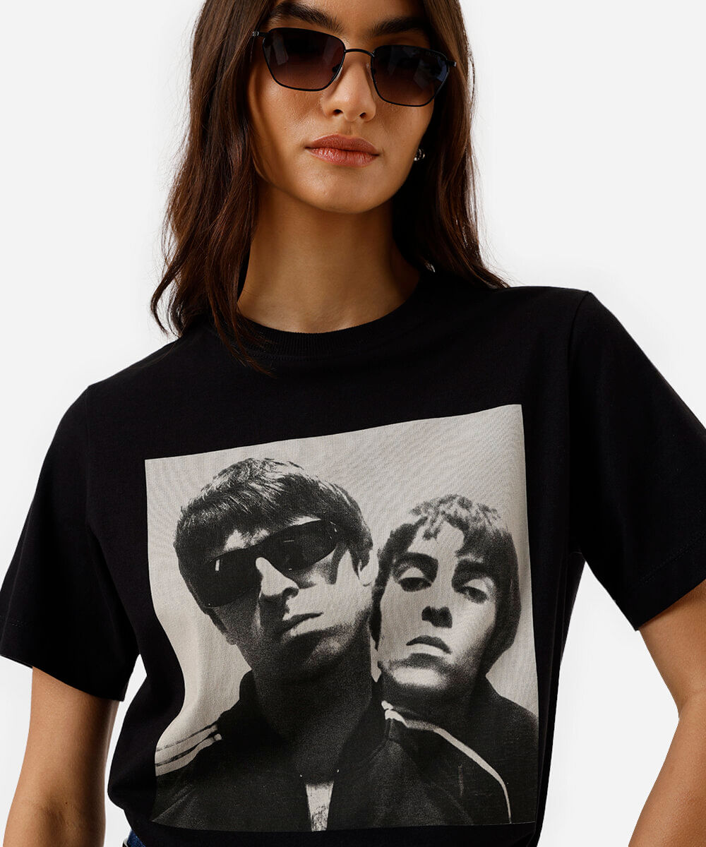 camiseta feminina de algodão oasis preta