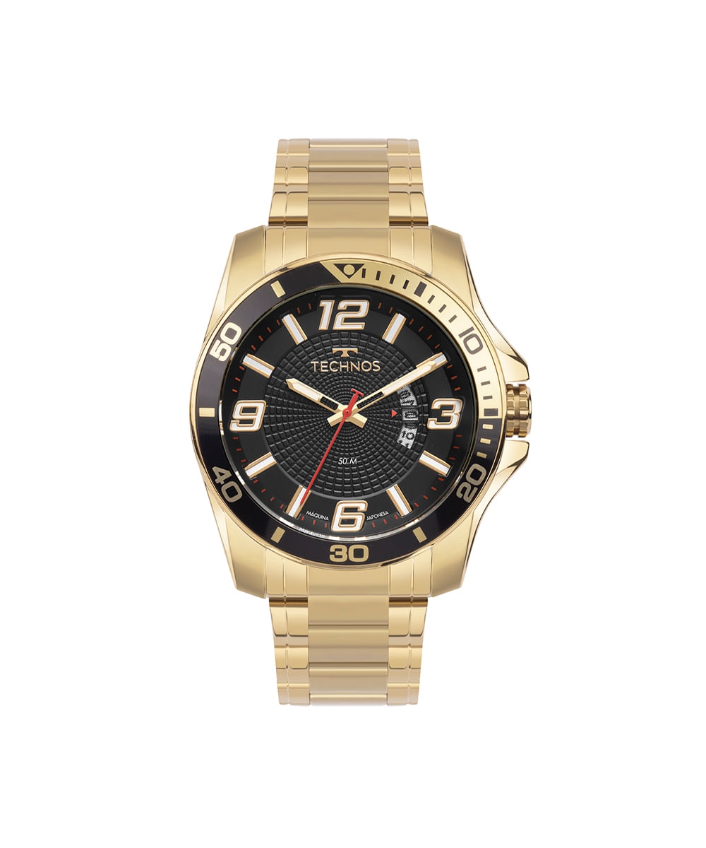 relógio masculino technos analógico 2117lfo1p dourado