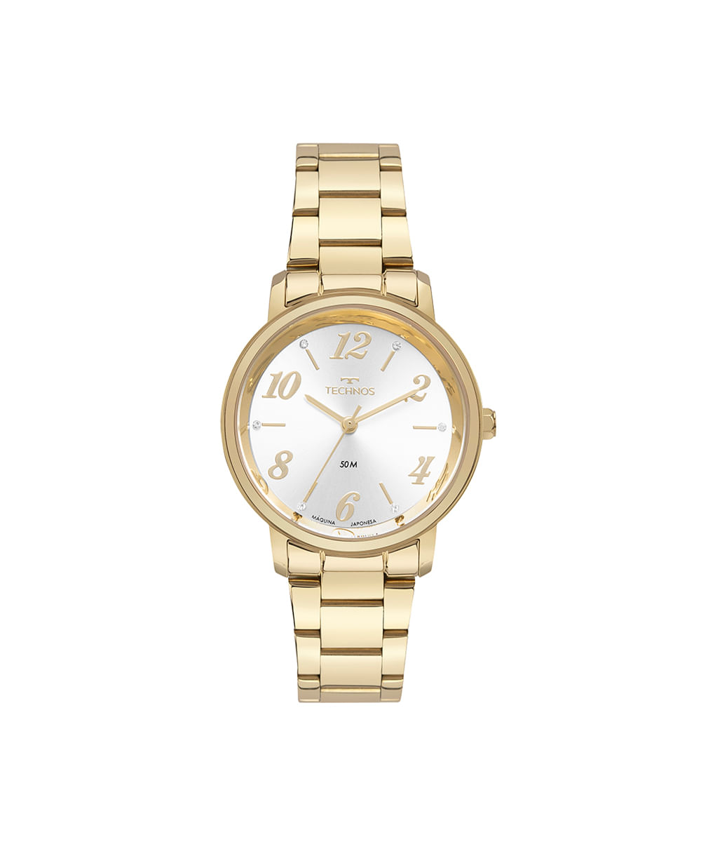 kit relógio feminino technos analógico 2035nank1k dourado