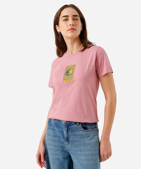 camiseta feminina de algodão gatinhos tarot rosa P