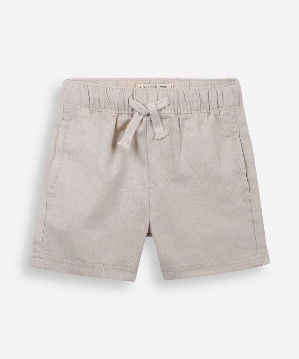 bermuda infantil em linho e viscose bege