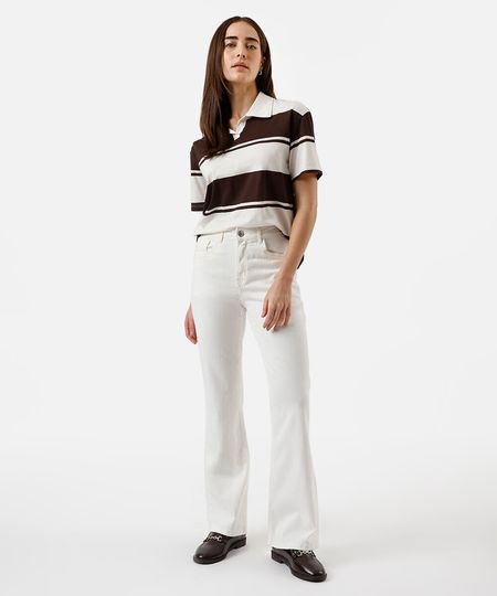 calça flare feminina de sarja cintura alta off white 40 calça flare feminina de sarja cintura alta off white 40