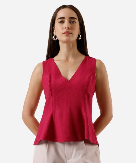 regata peplum feminina de viscose decote v rosa P