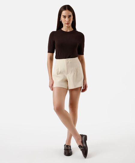 short de alfaiataria feminino com pences amarelo 36