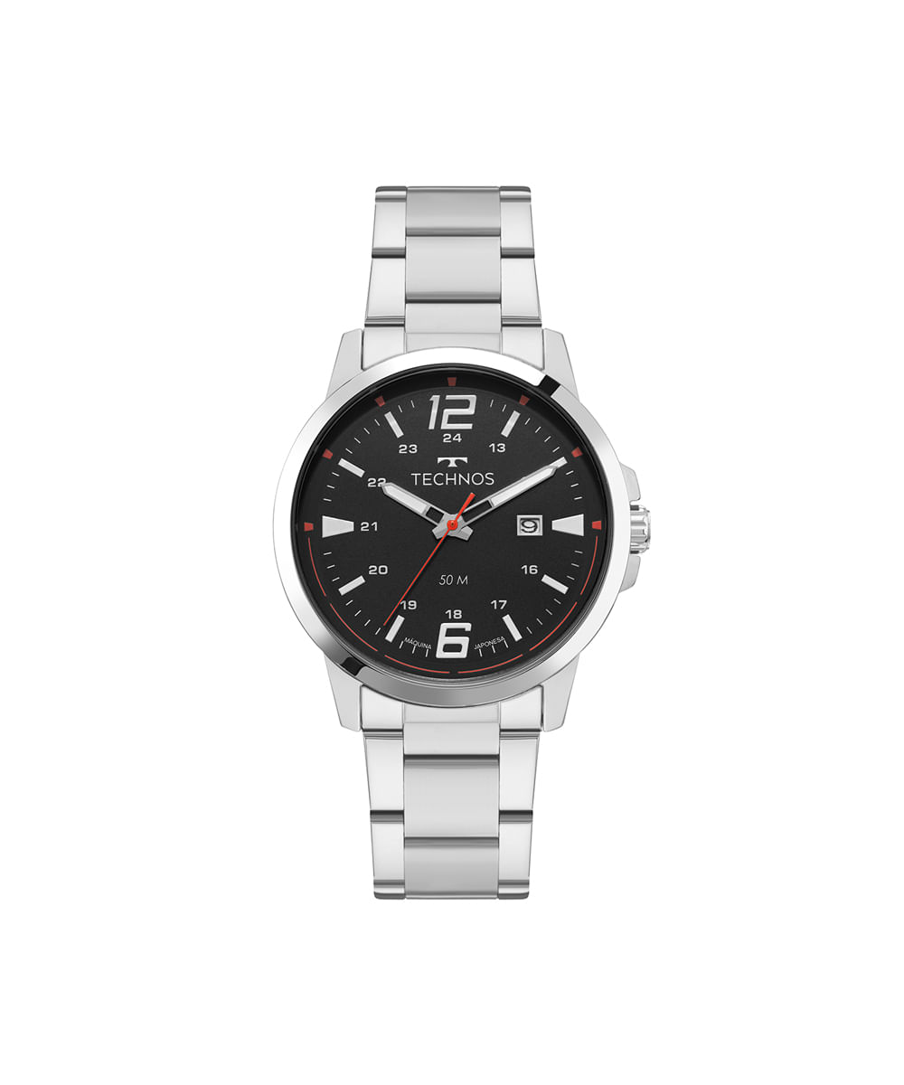 relógio masculino technos analógico 2115ucm1p prateado