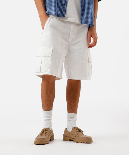 bermuda cargo masculina de sarja off white 36