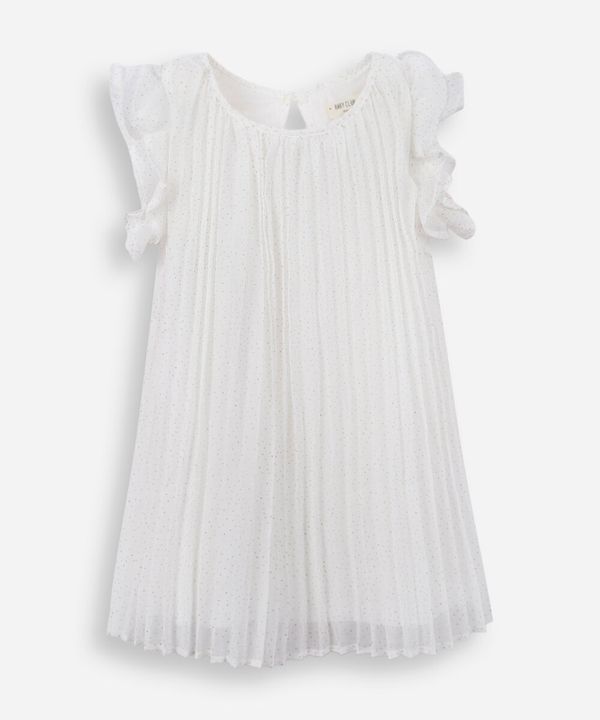 vestido infantil plissado com brilho off white 1