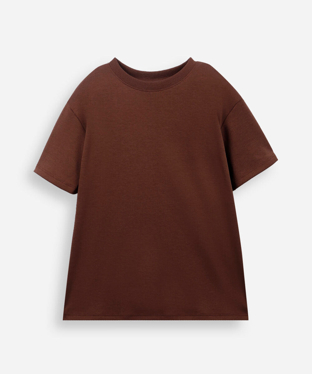 camiseta infantil de algodão peruano marrom