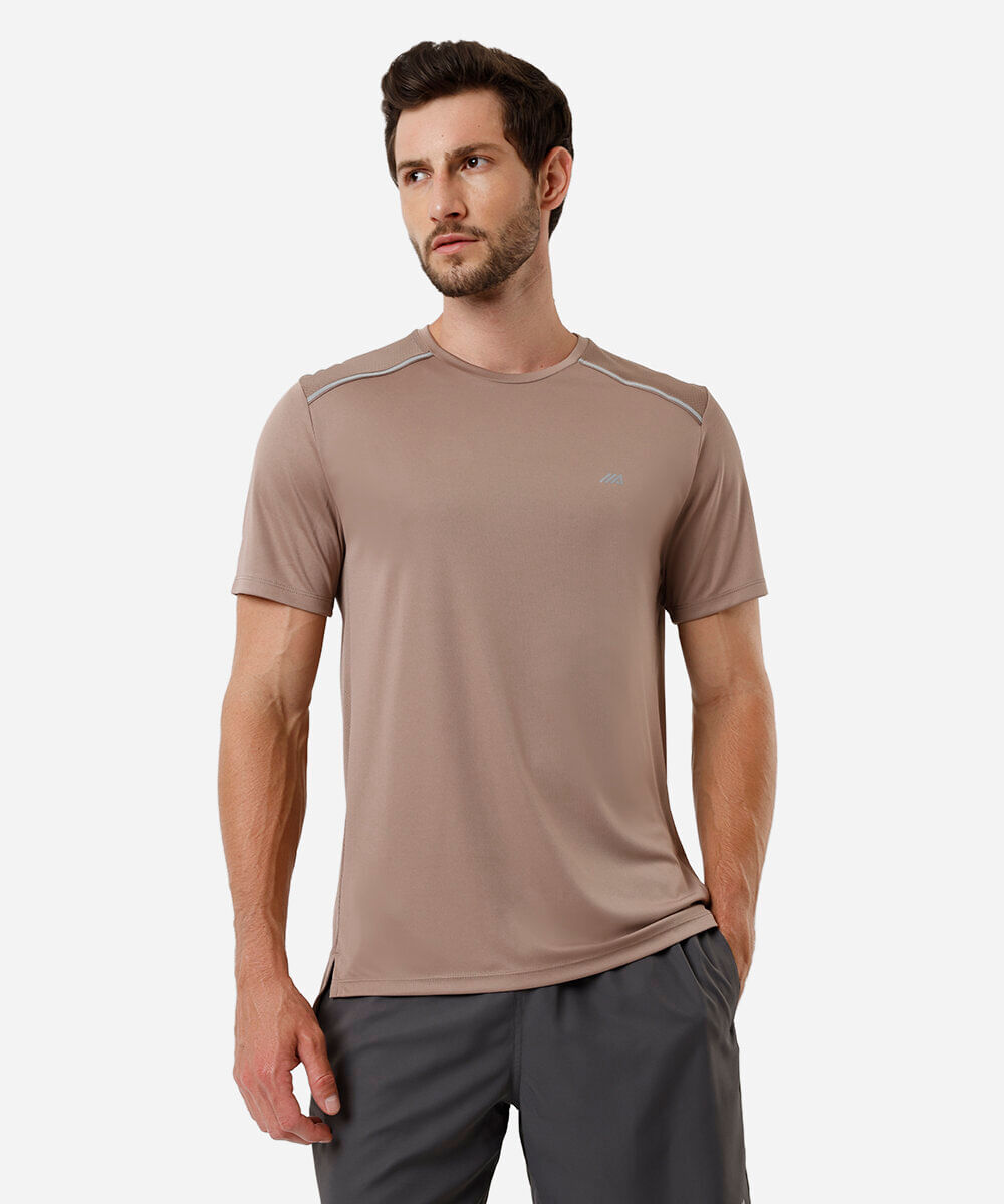 camiseta masculina esportiva refletivos manga curta ace marrom