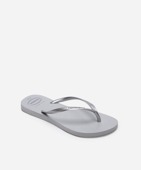 chinelo havaianas slim gloss glitter cinza 35-36 chinelo havaianas slim gloss glitter cinza 35-36