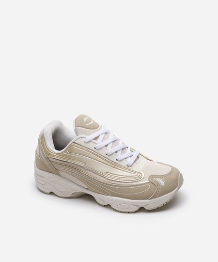 tênis esportivo feminino metalizado ace bege 35