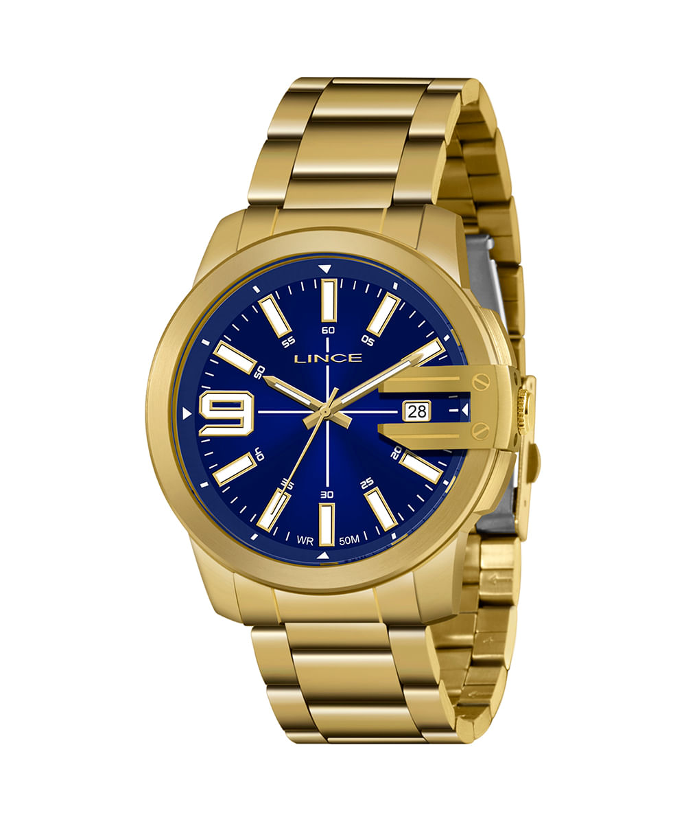 relógio masculino lince analógico calendário mrg4708l d2kx dourado