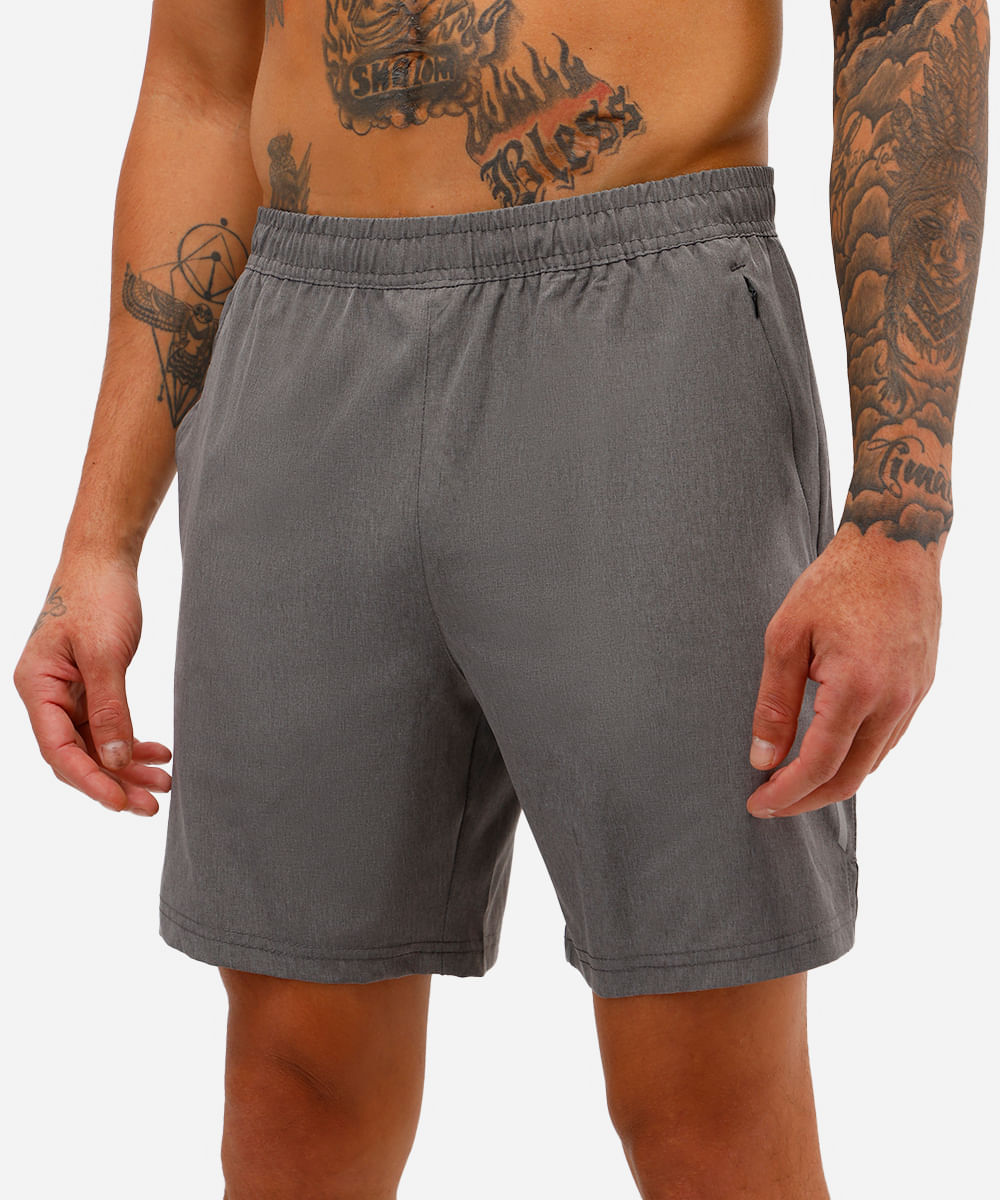 short masculino esportivo ace bolso com zíper cinza