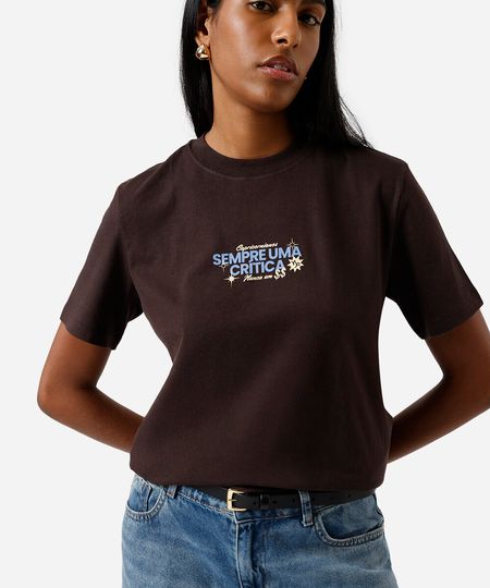 camiseta feminina de algodão signo capricórnio márcia sensitiva marrom GG