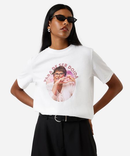 camiseta feminina de algodão estampada márcia sensitiva off white P