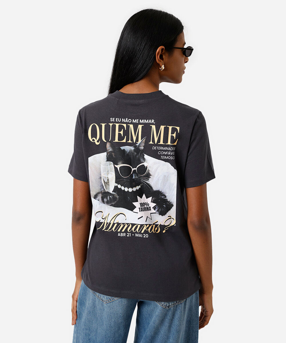 camiseta feminina de algodão signo touro márcia sensitiva cinza