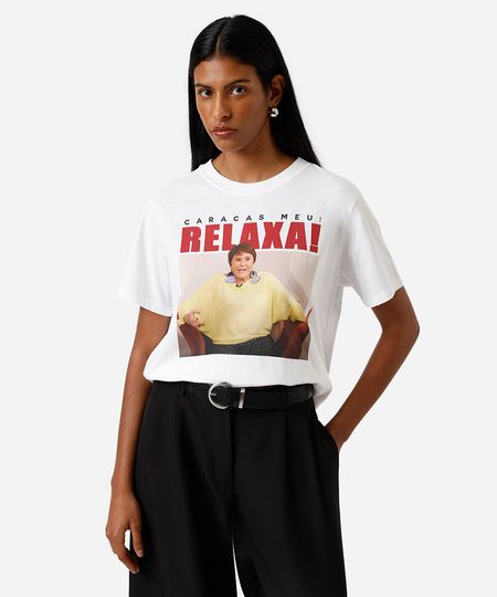 camiseta feminina de algodão estampada márcia sensitiva off white P