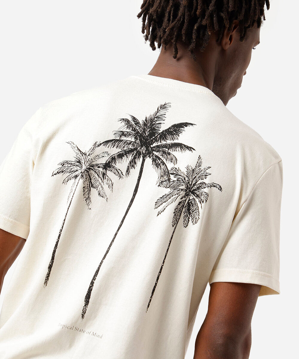 camiseta masculina de algodão estampada bege
