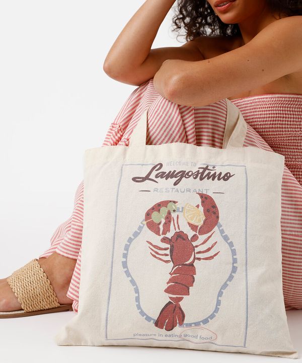 ecobag de algodão lagosta off white UNICO
