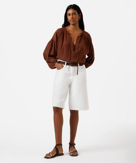 bermuda jorts feminina de sarja off white 36 bermuda jorts feminina de sarja off white 36