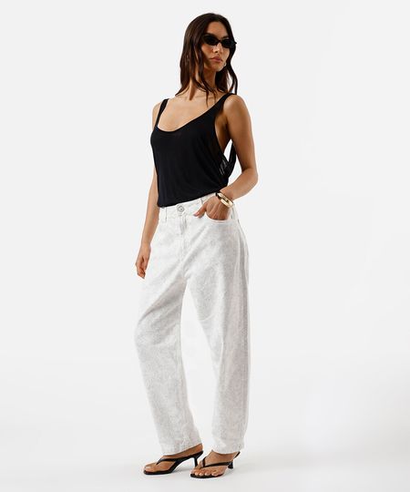 calça balloon feminina de sarja floral off white 44 calça balloon feminina de sarja floral off white 44
