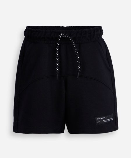 bermuda infantil de moletom recortes preta 4