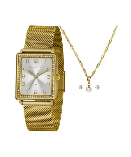 kit relógio feminino lince analógico lqg4665l kadts2kx dourado UNICO