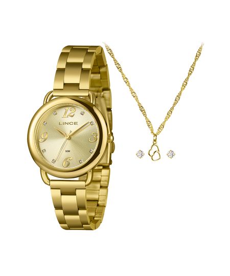 kit relógio feminino lince analógico lrgm062l36 k0j1c2kx dourado UNICO