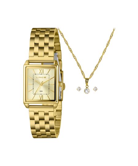kit relógio feminino lince analógico lqg4823l25 kaemc3kx dourado UNICO