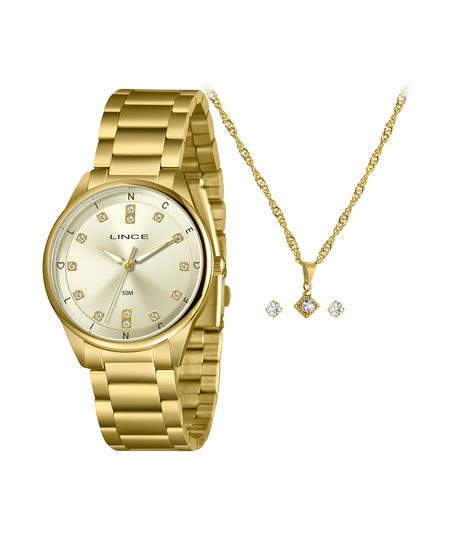 kit relógio feminino lince analógico lrgh246l40 k0egc1kx dourado UNICO