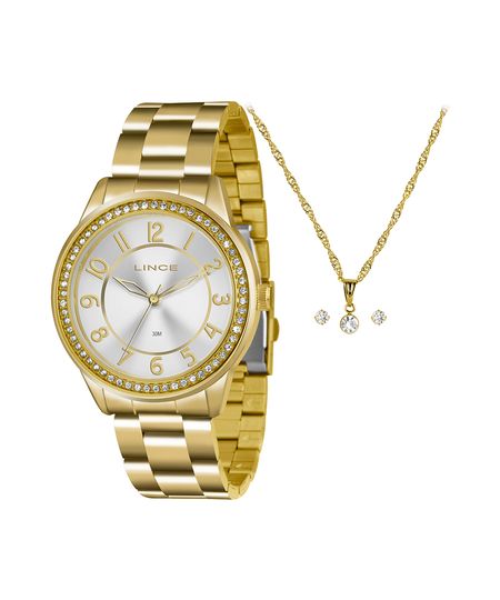 kit relógio feminino lince analógico lrg4339l kd08s2kx dourado UNICO kit relógio feminino lince analógico lrg4339l kd08s2kx dourado UNICO