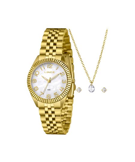 kit relógio feminino lince analógico lrgm063l36 k0j4b2kx dourado UNICO kit relógio feminino lince analógico lrgm063l36 k0j4b2kx dourado UNICO