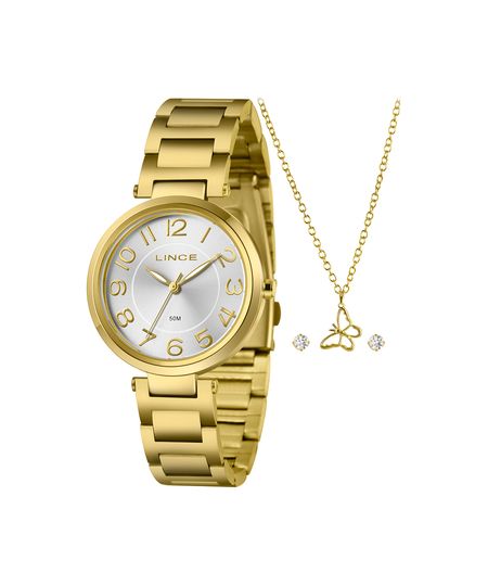 kit relógio feminino lince analógico lrgm031l36 kbqvs2kx dourado UNICO