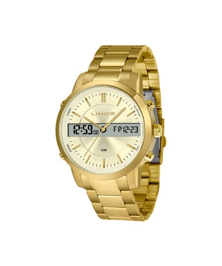 relógio masculino lince analógico digital mag4489l c1kx dourado UNICO relógio masculino lince analógico digital mag4489l c1kx dourado UNICO