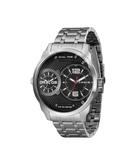 relógio masculino lince dual time mrmh162l p2sx prateado UNICO relógio masculino lince dual time mrmh162l p2sx prateado UNICO