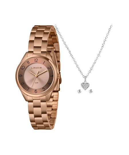 kit relógio feminino lince analógico lrrh273l32 kad4r2rx rosa UNICO kit relógio feminino lince analógico lrrh273l32 kad4r2rx rosa UNICO