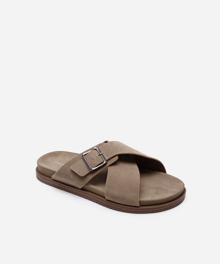 slide masculina com fivela oneself bege 40