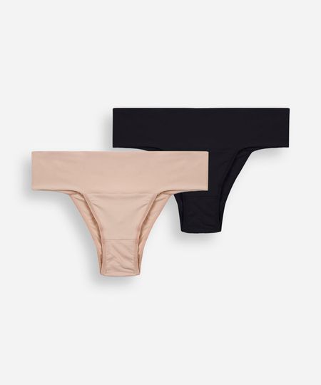 kit com 2 calcinhas femininas biquíni em microfibra colorido P