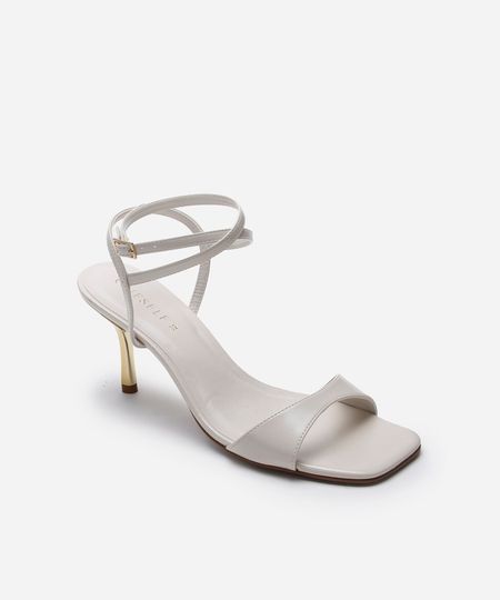 sandália bico quadrado salto fino oneself off white 34