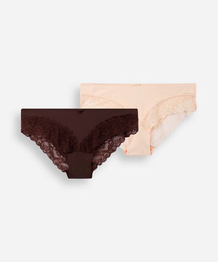 kit de 2 calcinhas caleçon com renda colorido M kit de 2 calcinhas caleçon com renda colorido M