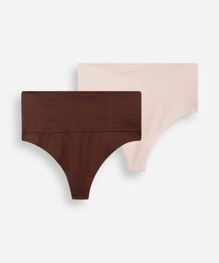 kit com 2 calcinhas femininas cintura alta colorido P